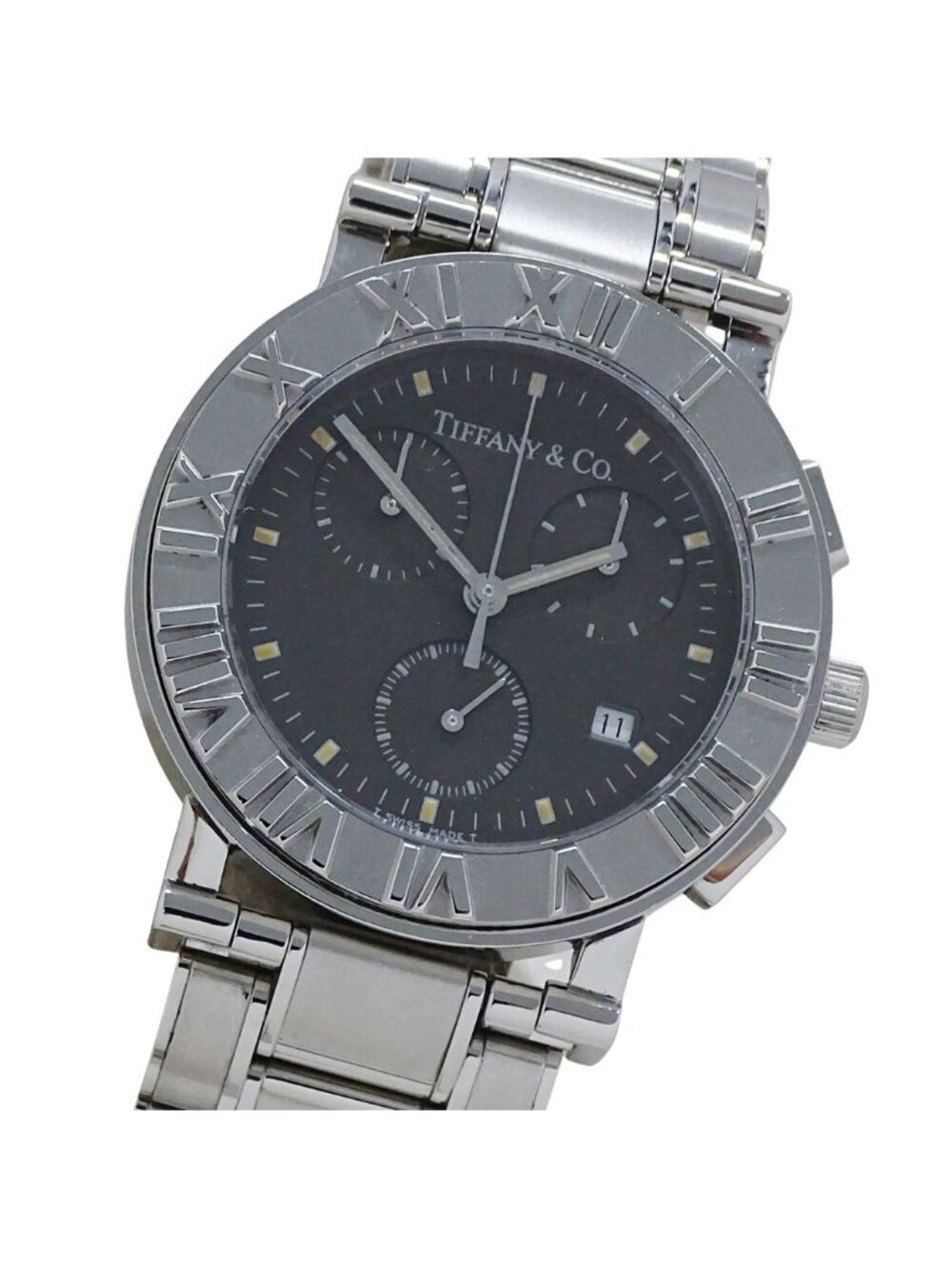 Tiffany & Co Watch Atlas Chronograph Quartz Stainless Steel Silver Gray